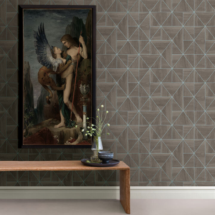 Cheverny Coffee Geometric Wood Wallpaper