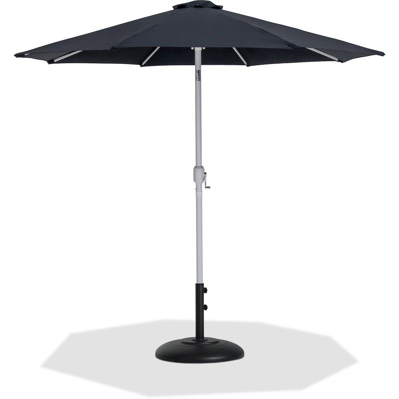 Meridian Furniture Fiji Black Fabric / Matte Black Aluminum Patio Umbrella with Base Sets
