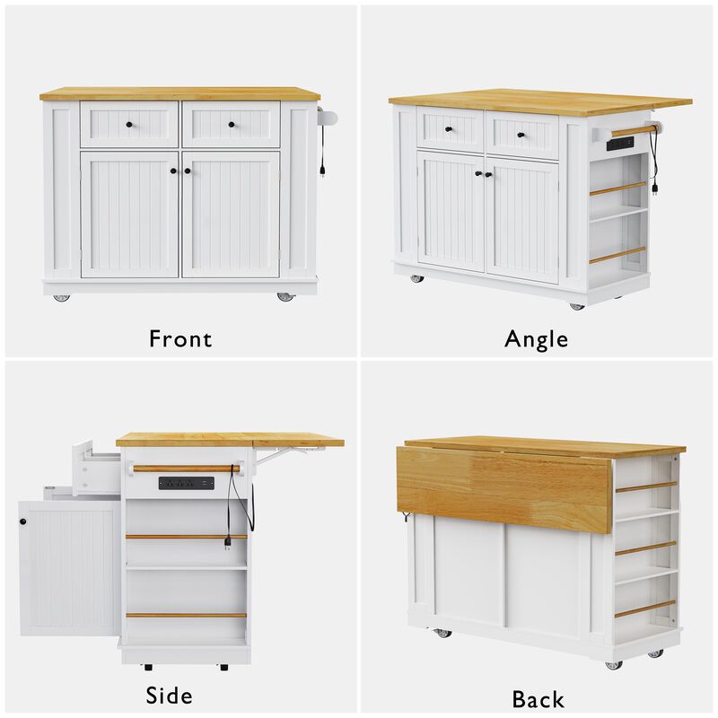 Merax Farmhouse Kitchen Island with Drop Leaf