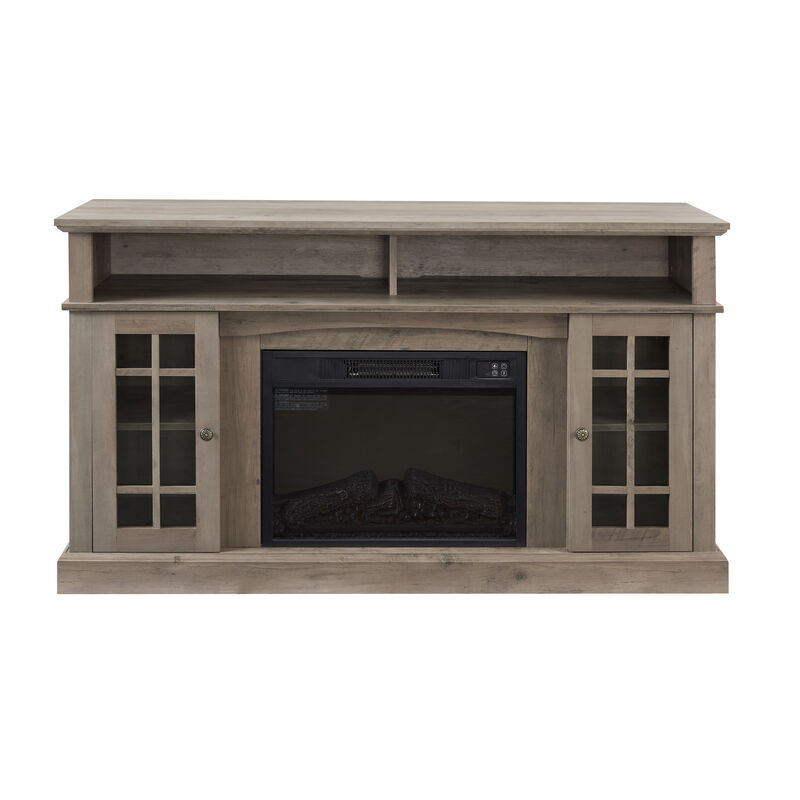 Mondawe Farmhouse Rattan TV Stand Console With Fireplace, Suitable For Storage Of TV Under 70 Inches image number 0