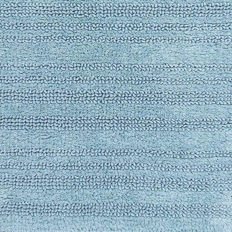 Knightsbridge Luscious Textured Striped All Season Soft Plush Cotton Reversible & Soft Bath Rug 20" X 30" Light Blue