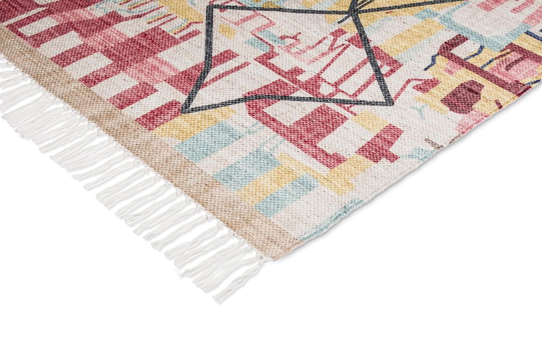 Izzie Red Yellow and Blue Abstract Tribal PET Runner Rug ***NO RETURNS***