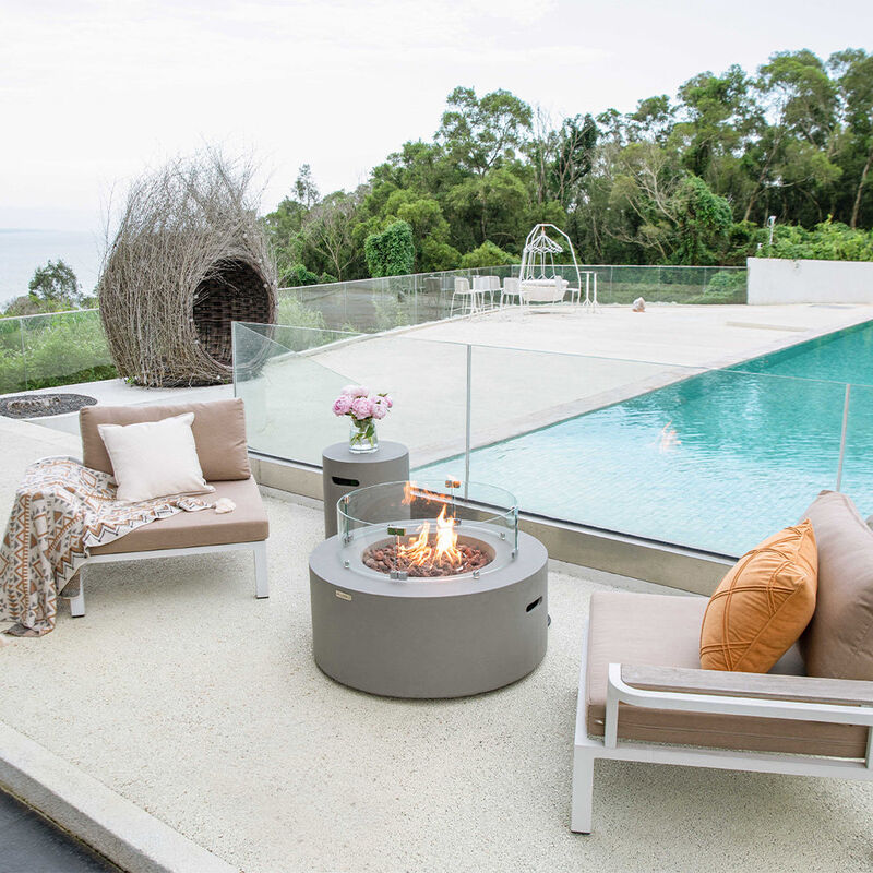 Modeno Venice Concrete Outdoor Patio Fire Pit Table image number 6