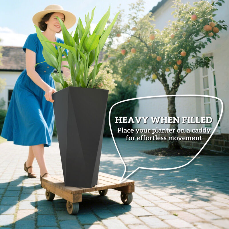 Hivvago Set of 3 MgO Tall Planters with Drainage for Indoor & Outdoor image number 3