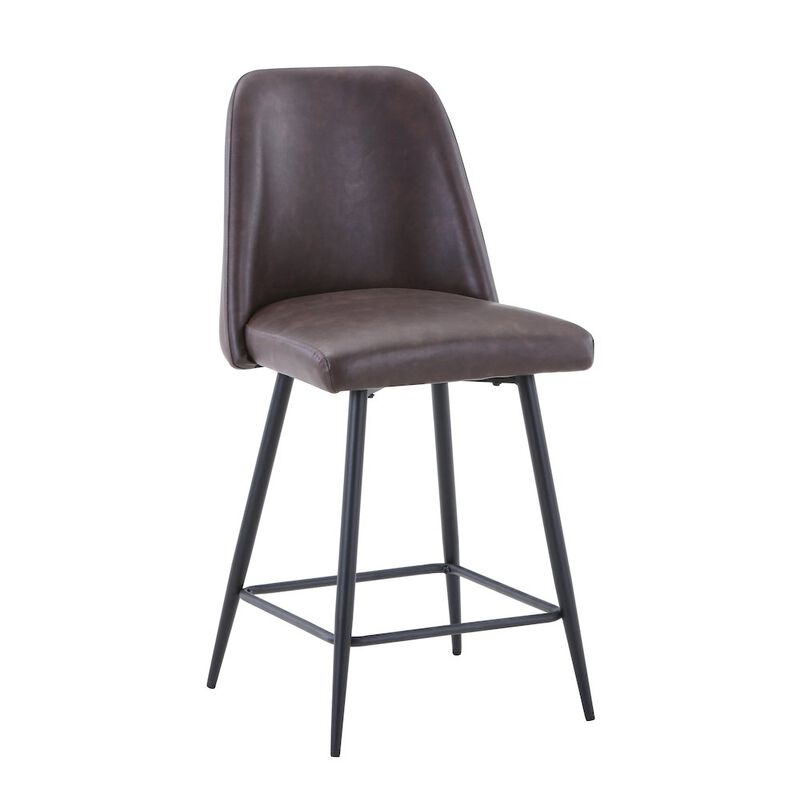 Jofran Mid-Century Modern Faux Leather Upholstered Counter Height Barstool (Set of 2)