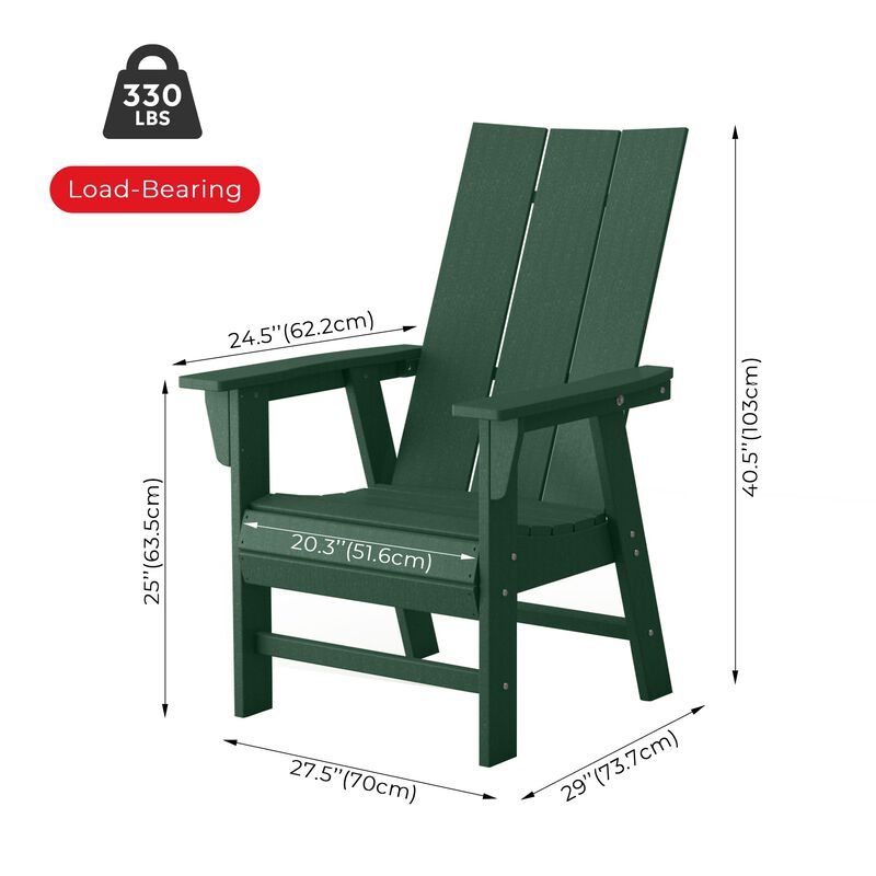 Costaelm Outdoor Adirondack Chair, HDPE Patio Balcony Chairs, Portside Seashell Nautical Curveback Adirondack Chair and Fire Pit