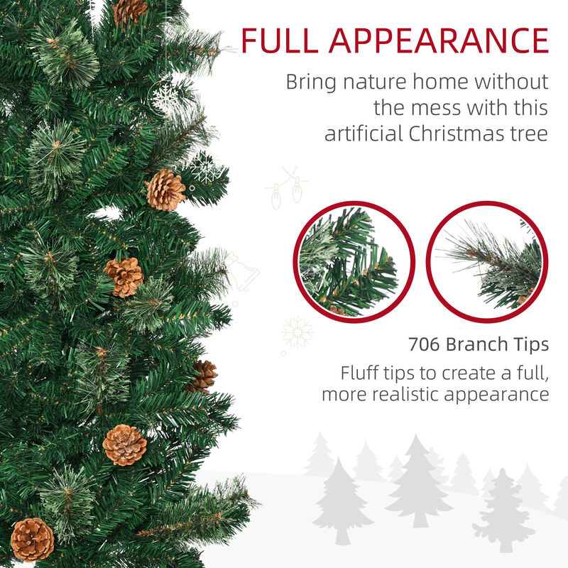 BreeBe 7.5FT Artificial Christmas Tree with Metal Base and Realistic Branches image number 6