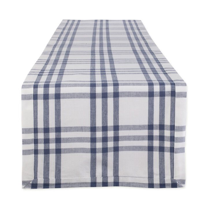 108" Table Runner with Blue Checkered Design