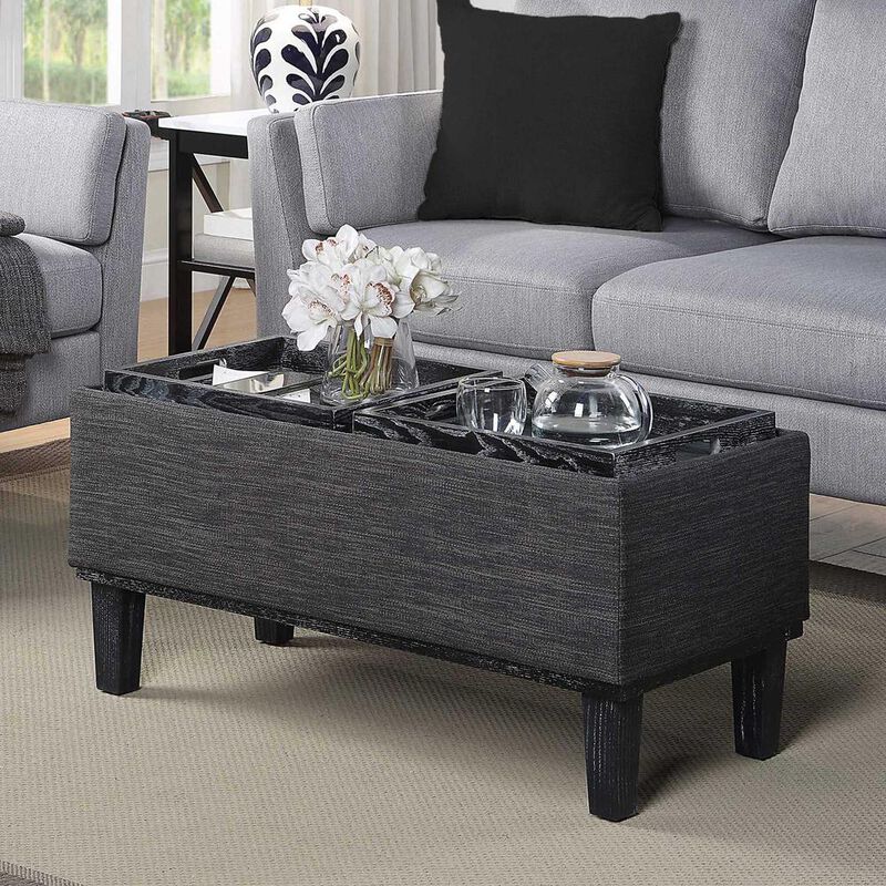 Convenience Concepts Designs4Comfort Brentwood Storage Ottoman with Reversible Trays, Gray