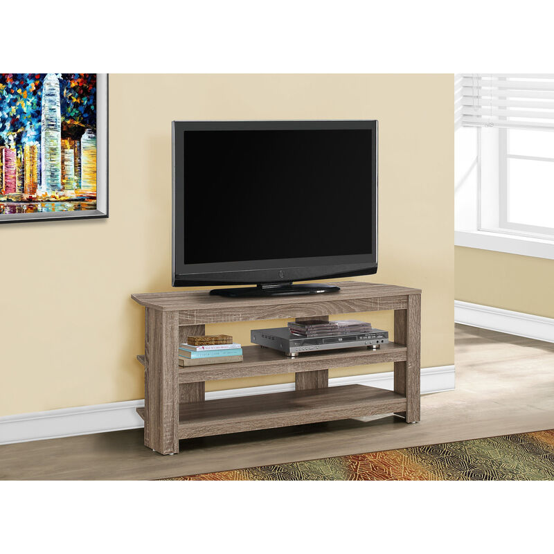 Monarch Specialties I 2569 Tv Stand, 42 Inch, Console, Media Entertainment Center, Storage Shelves, Living Room, Bedroom, Laminate, Brown, Contemporary, Modern
