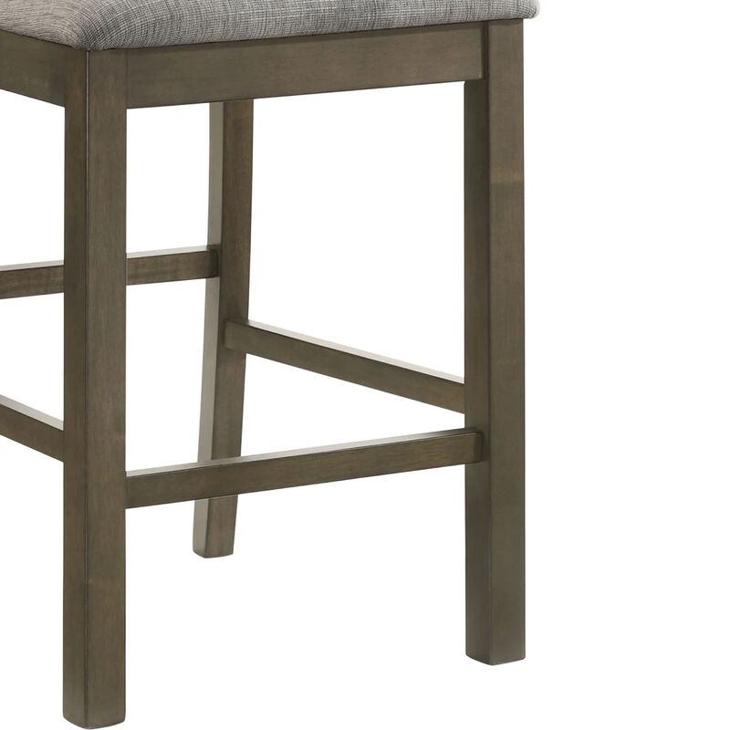 Omal Counter Height Dining Chair Set of 2, Brown Slatted Back, Gray Fabric image number 3