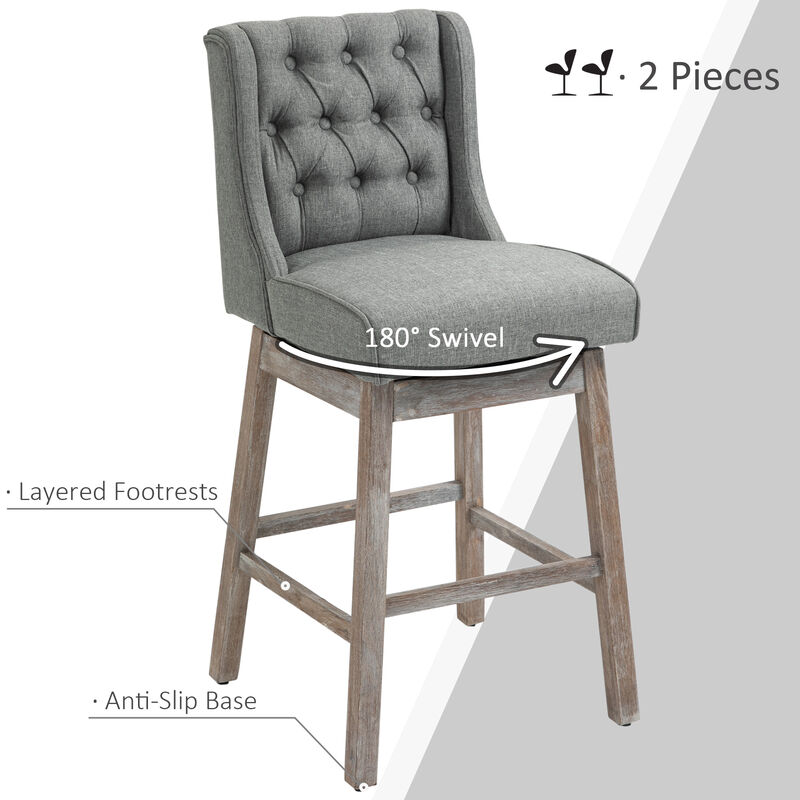 Hivvago Bar Height Dining Stools, Set of 2 with Tufted Seats image number 4