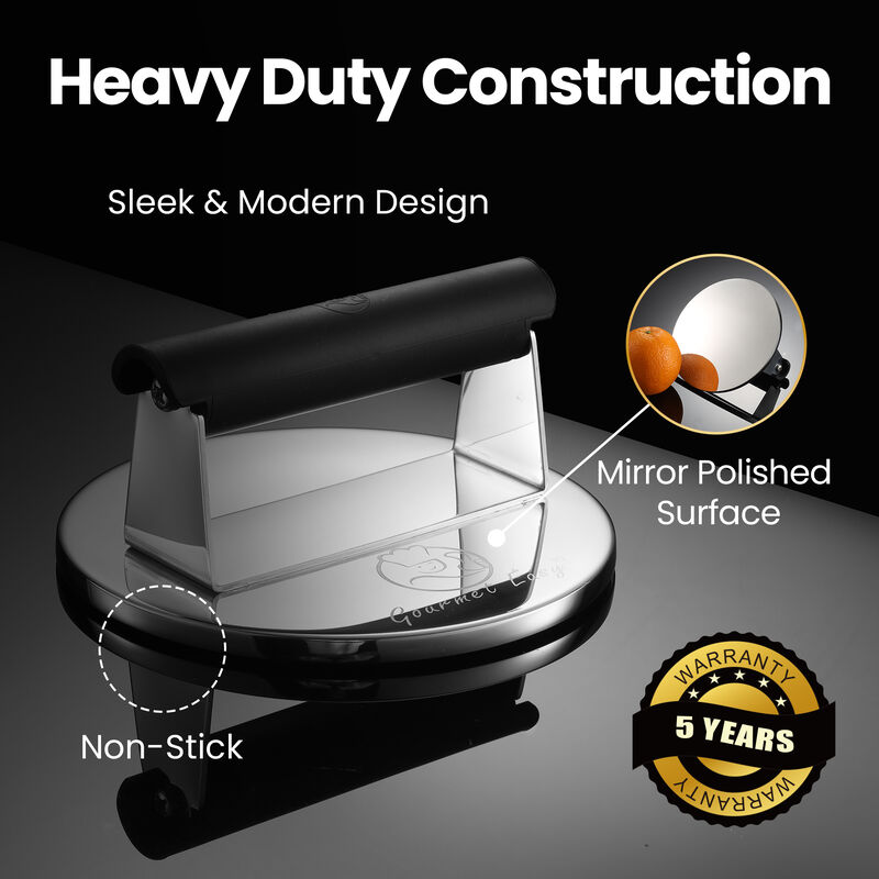 2lb Smash Burger Press Stainless Steel, Burger Smasher for Griddle Heat Resistant Handle, Hamburger Press