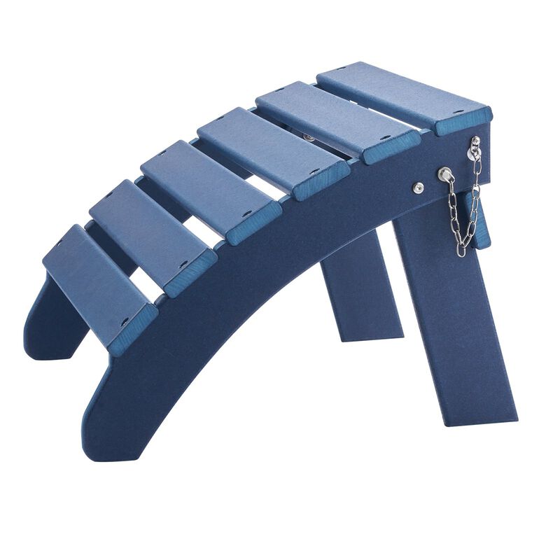 Outdoor Adirondack Ottoman, HDPE Plastic Foot Rest for Porch, Pool & Backyard - Blue image number 9