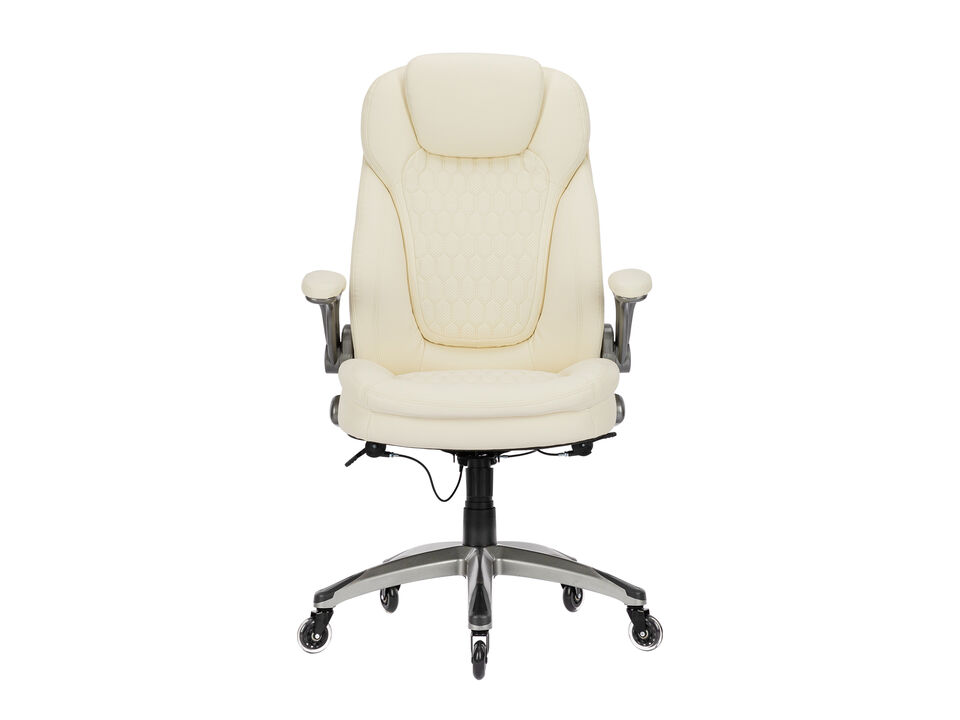 High Back Executive PU Leather Office Chair With Blade Wheels, Adjustable Height, Rocking Tension