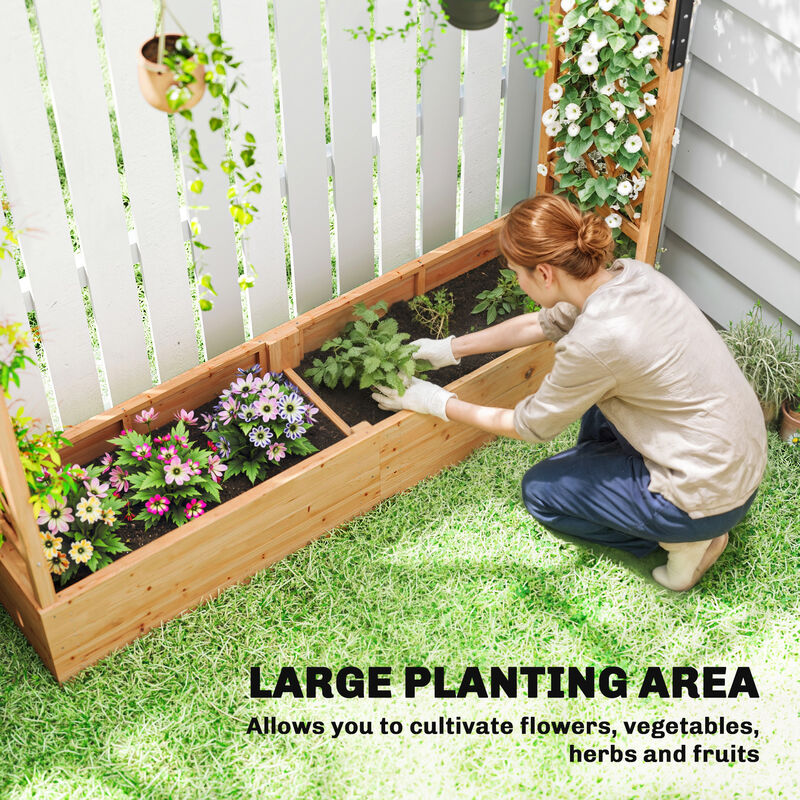 Hivvago Wood Planter Box with Roof and Trellis for Flowers image number 3