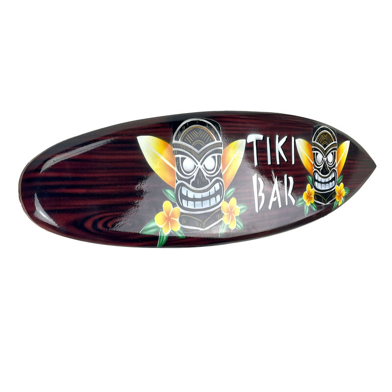 Wooden Tiki Bar Surfboard Wall Decor 39.5" Decorative Beach Sign Art image number 1