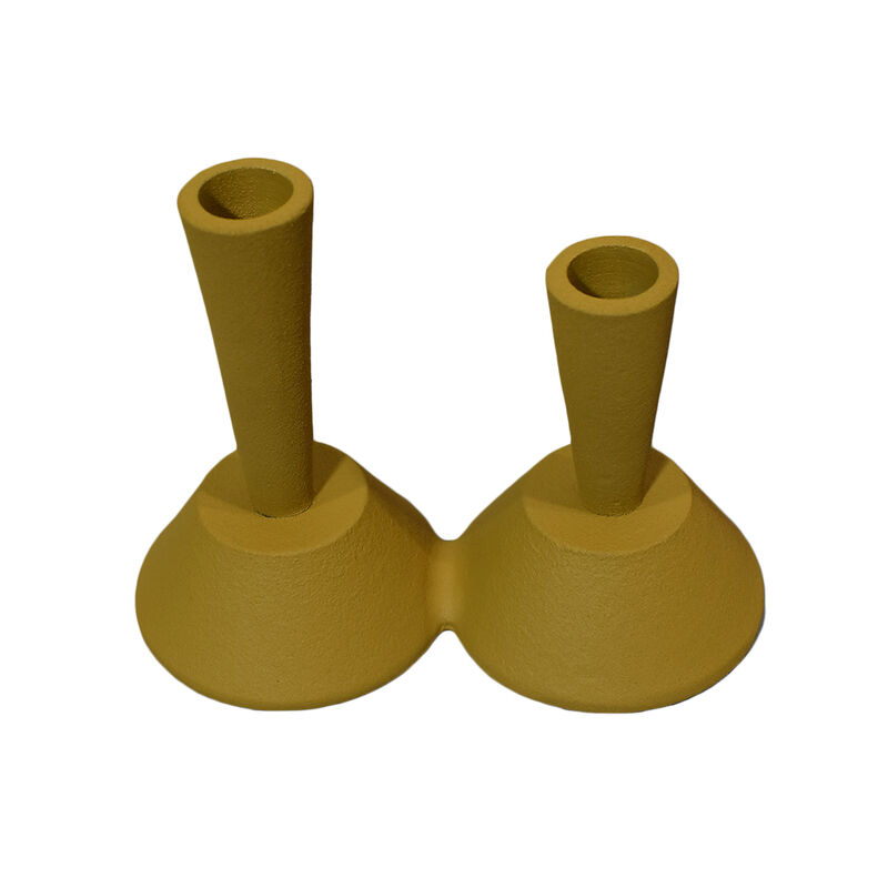 Modern Handmade Aluminum Eco-friendly Geometric Mustard Set Of One Vase Candle Holder BBH Homes