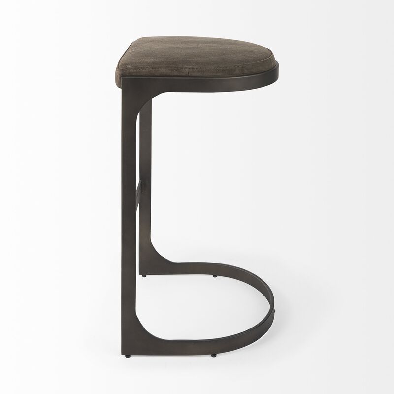 HomeRoots 29" Black Leather and Metal Backless Bar Chair image number 3