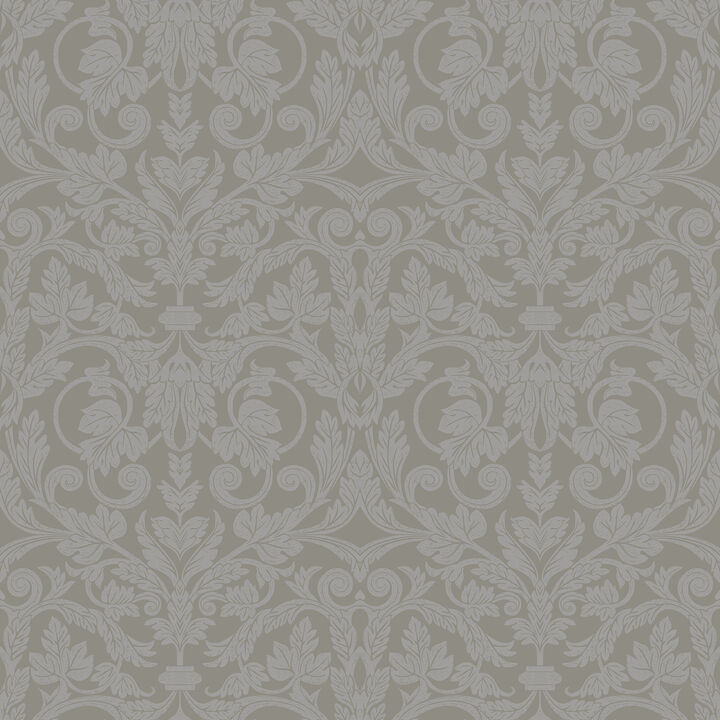 Rosali Grey Scroll Damask Wallpaper (Set of 2)