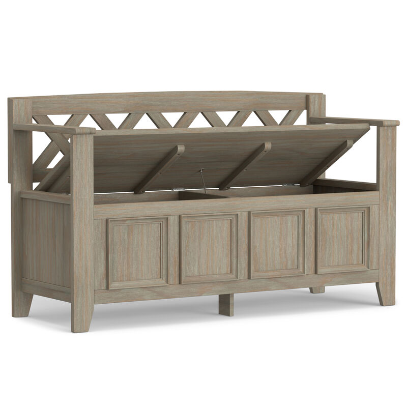 Amherst 48 inch Wide Solid Wood Transitional Entryway Bench in Distressed Grey image number 3