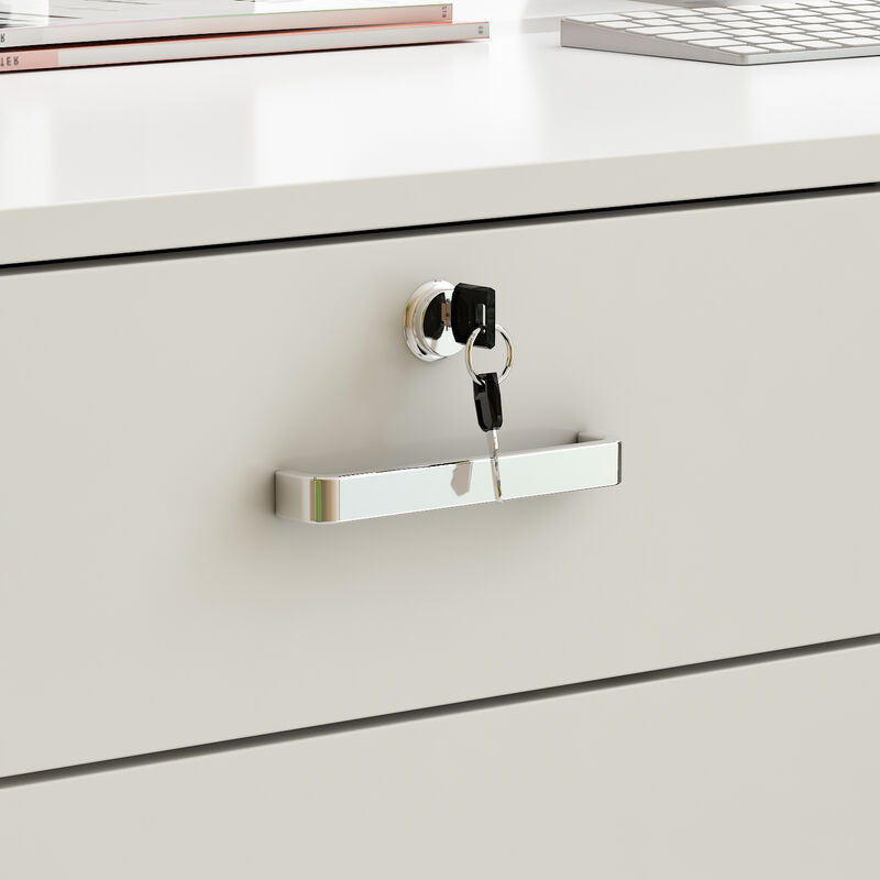 55.1 in. W -43.3 in. H White MDF L-Shaped Computer Desk with a Desktop 3-Storage Shelves 1-Drawer and 1-Cabinet