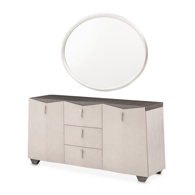 Michael Amini Fantosini Sideboard with Mirror - Silver Mist