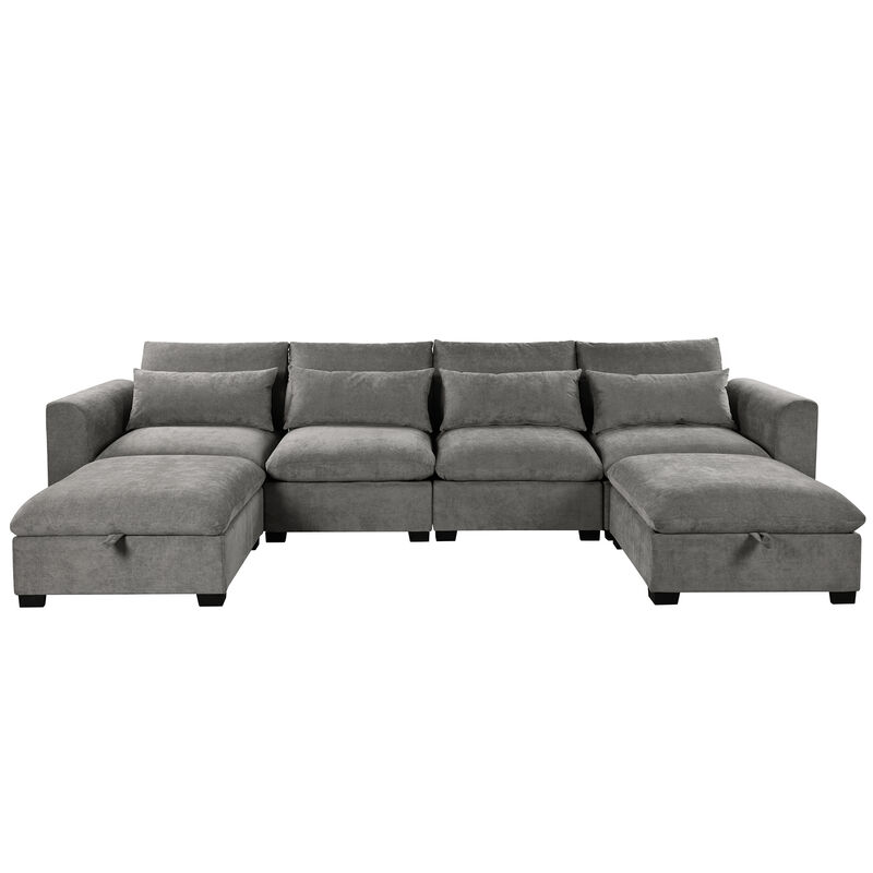 Merax Modular Corner Sofa with 2 Ottomans image number 0