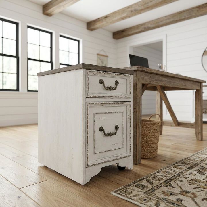 Liberty Furniture Antique White Mobile File with Classic European Traditional Style