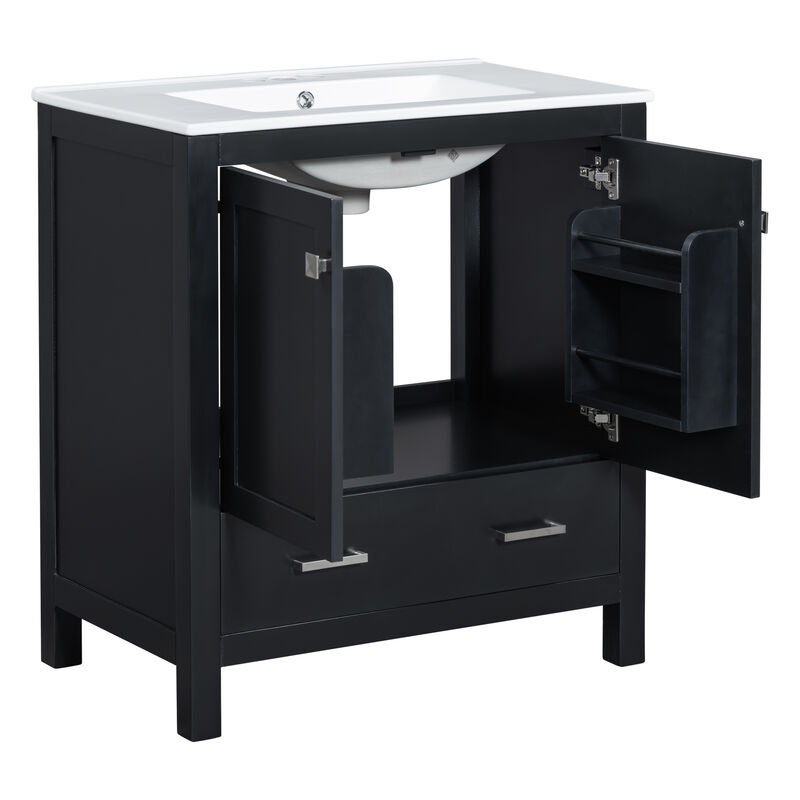 Contemporary 30-Inch Bathroom Vanity with Soft Close Doors and Drawer