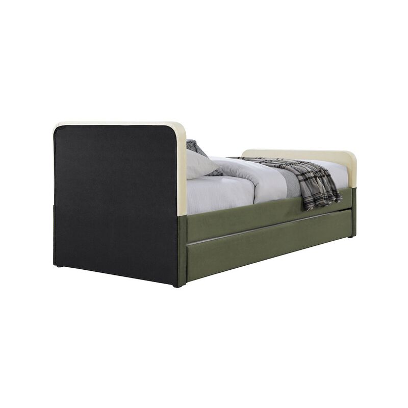 Meridian Furniture Ivy Olive & Cream Velvet Twin Trundle/Storage Bed