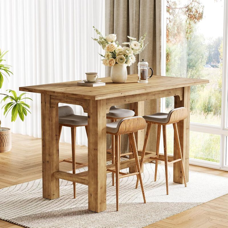 Wooden Bar Dining Table with Counter Height Design for Kitchen and Dining Room image number 4