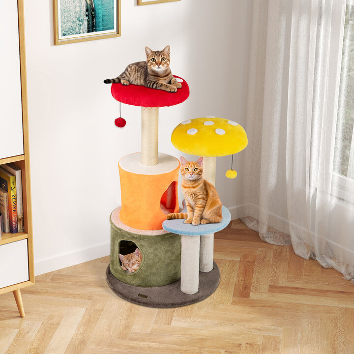 Tall Cat Tree with 2 Cat Condos and Soft Padded Platforms – Multi-Level Tower for Indoor Cats