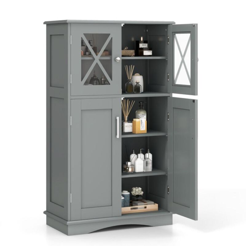 Hivvago 4 Doors Freeestanding Bathroom Floor Cabinet with Adjustable Shelves