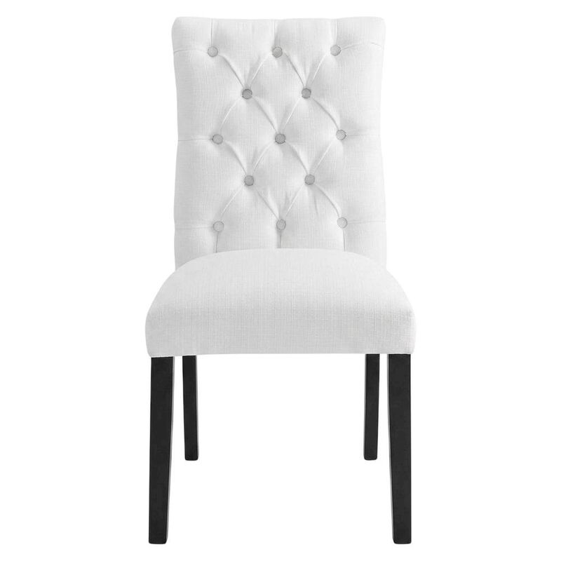 Button-Tufted Upholstered Fabric Parsons Chair, White image number 0