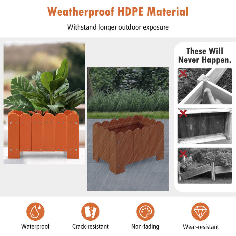 2 Pack Rectangular Planter Box with Drainage Gaps for Front Porch Garden Balcony image number 7