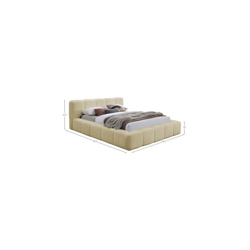 Meridian Furniture Carlin Beige Chenille Fabric King Bed