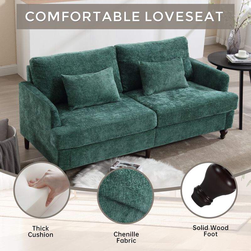 Clihome Modern chenille Fabric Loveseat, 2-Seat Upholstered Loveseat Sofa Modern Couch image number 3