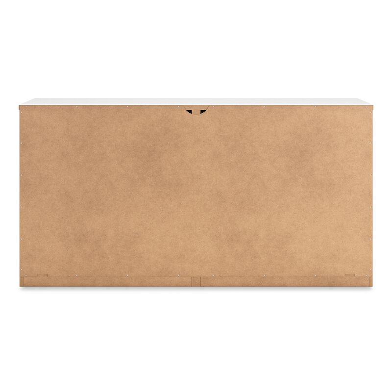 Onira Wide Dresser, 6 Spacious Drawers, Modern White Wood, 60 Inch - Benzara