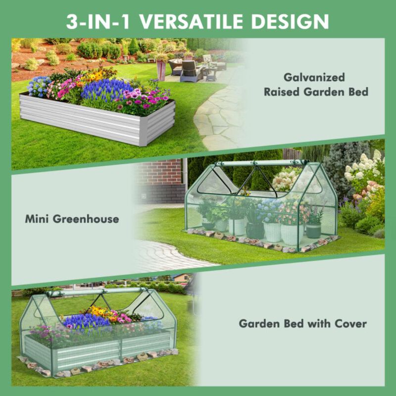 Hivvago Galvanized Raised Garden Bed with Greenhouse