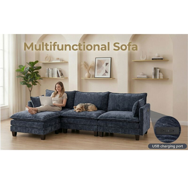 Modular Chenille Sectional Sofa image number 4