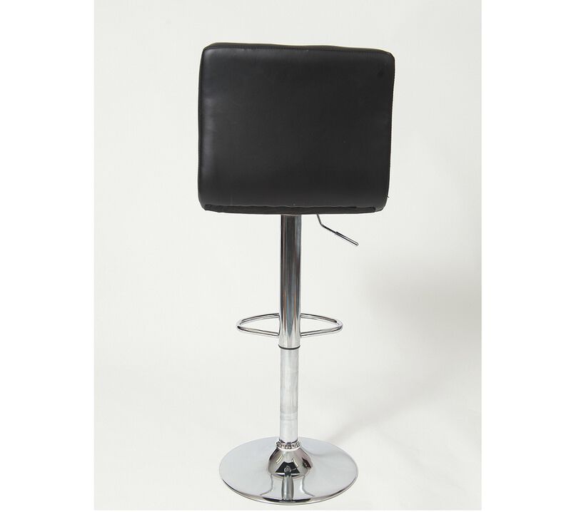 Streamdale Faux Leather Adjustable Hydraulic Bar Stool, Set of 2, Black
