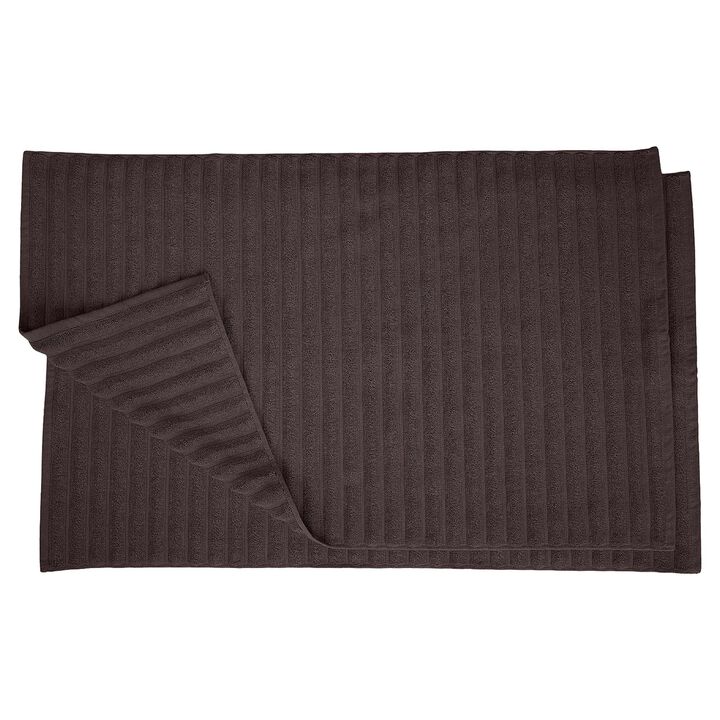 2 Piece Cotton Bath Mat Set with Lined Design for Bathroom