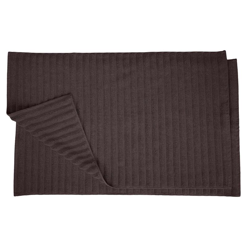 2 Piece Cotton Bath Mat Set with Lined Design for Bathroom image number 0
