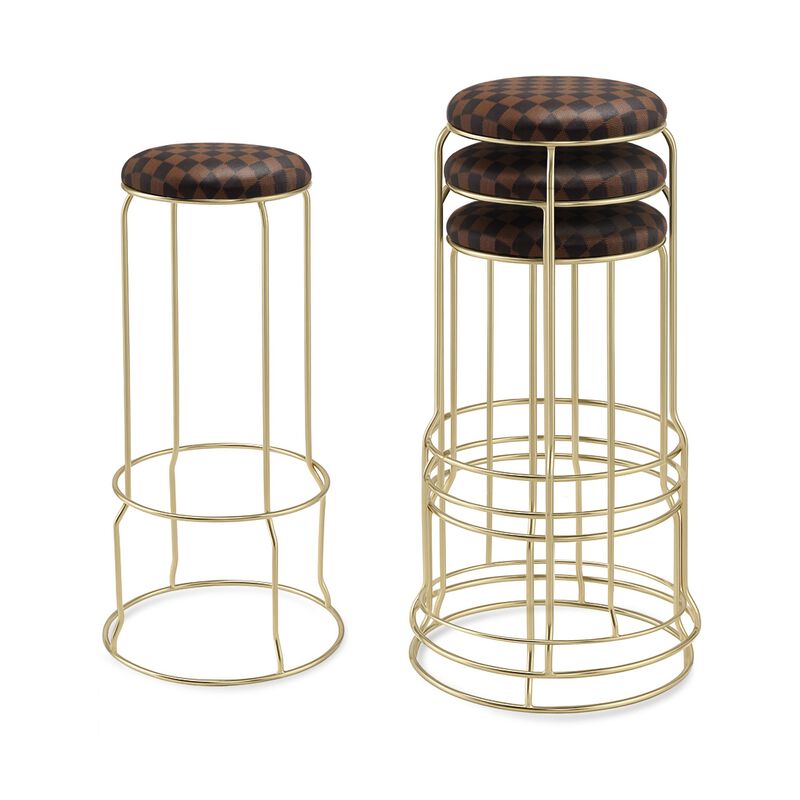 Kings Brand Furniture Carmilla Upholstered Counter Height Stool with Footrest - Bar Stools Set of 4 for Kitchen 31"