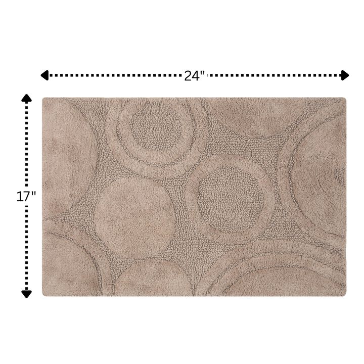 Knightsbridge Orbit Bath Rug Cotton Non Skid Back - 17x24", Stone