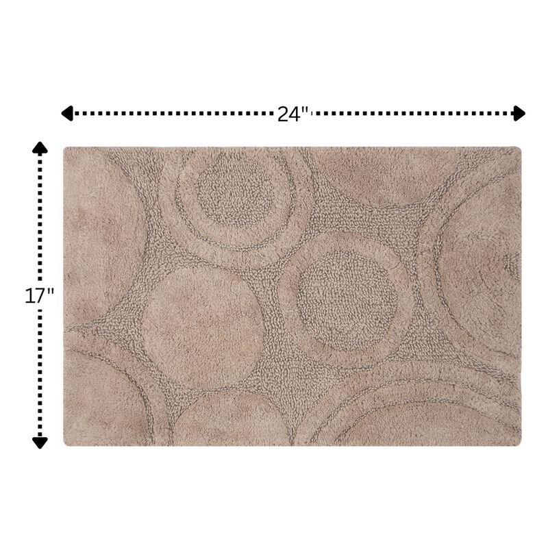 Knightsbridge Orbit Bath Rug Cotton Non Skid Back - 17x24", Stone