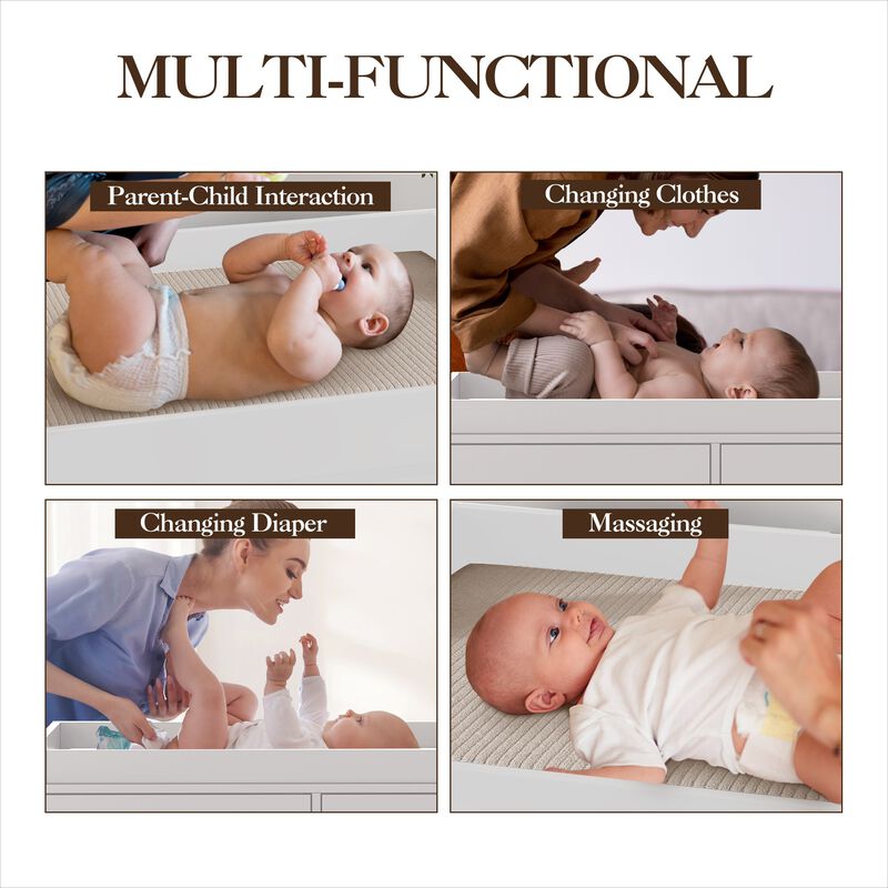 6-Drawer Nursery Dresser & Changing Table with Power Outlets, Removable Top & Soft Pad, Spacious Storage image number 3