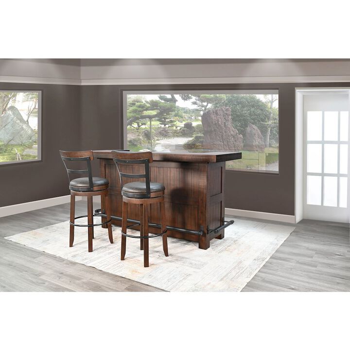 Sunny Designs 80" Traditional Wood Home Bar with Stools