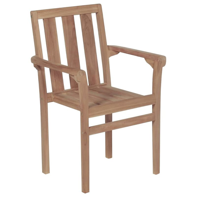 Garden Chair Set of 2 Anthracite Teak wood Standard Stackable